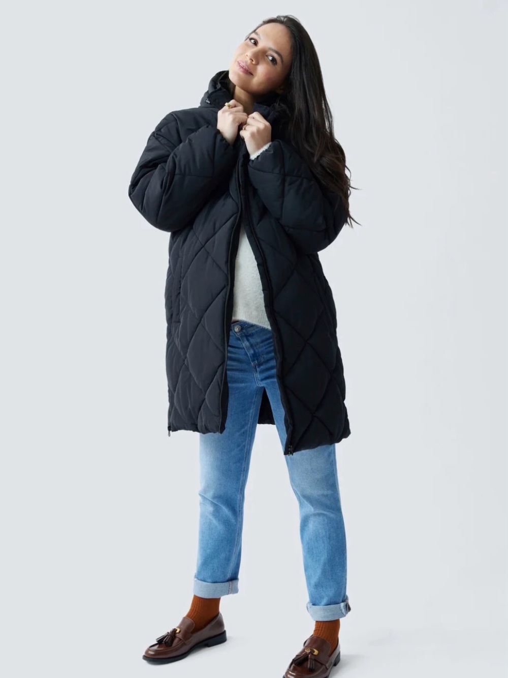 Isabel Maternity by Ingrid & Isabel Black Quilted Long Puffer Coat